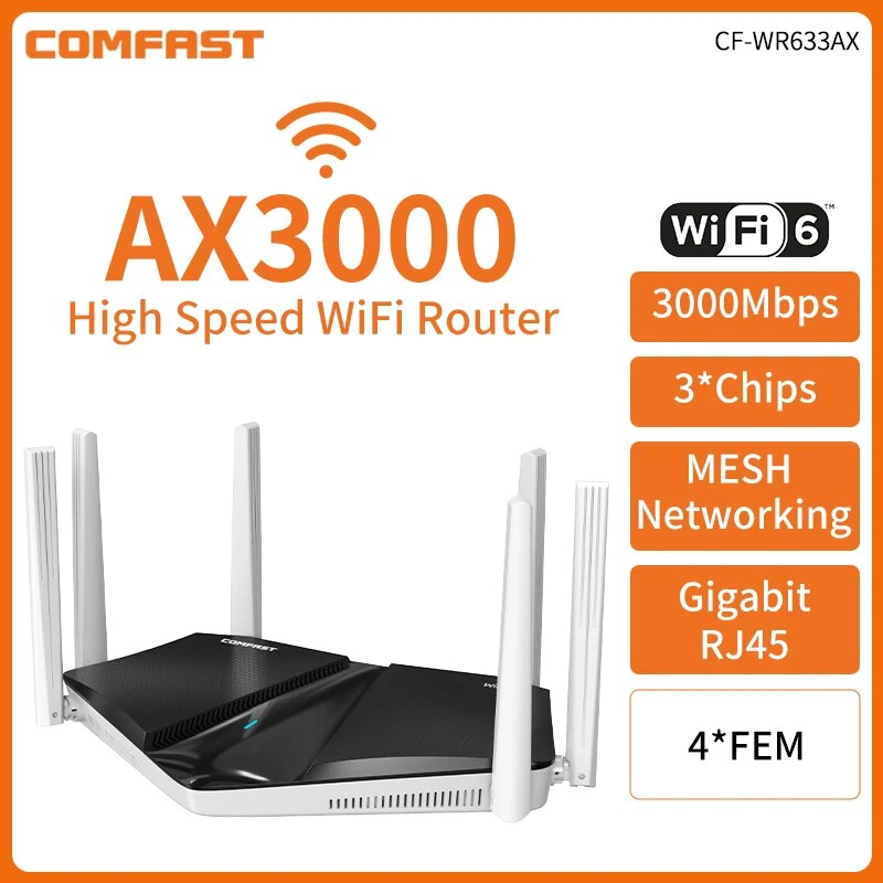 AX3000  6 ޽ ⰡƮ  , 3000Mbps 802.11ax MU-MIMO FEM   ȣ , 6 * 3dBi  ׳